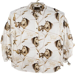 Gallop Womens Horse Western Button Up Long Sleeve Shirt SIZE XL